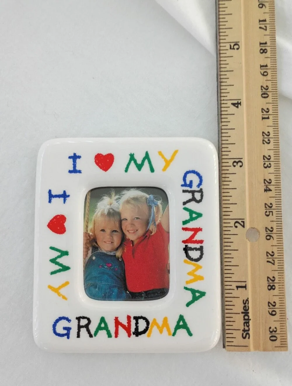 Love My Grandma Mini Ceramic Picture Frame Hand Painted Keepsake Gift Magnet x 2